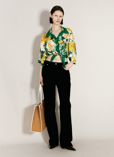 Dolce & Gabbana Cropped Silk Shirt Green dol0255014