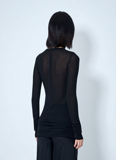 LN-CC® - Rick Owens: Long Sleeve Sheer Knit Top - Black Rick Owens Long Sleeve Sheer Knit Top Black ric0265027