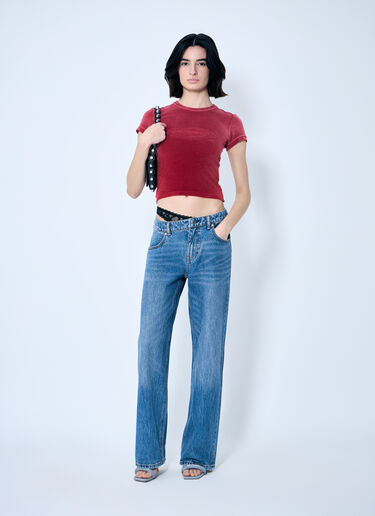 Alexander Wang Dip-Side Jeans With Exposed Lace Underwear Blue awg0259028