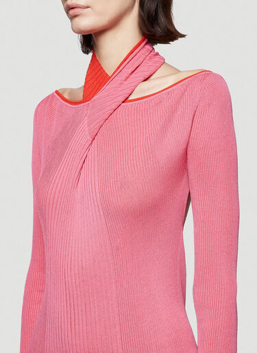 Bottega Veneta Fringed Hem Knit Dress Pink bov0241018