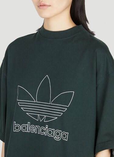Balenciaga x adidas 로고 프린트 티셔츠 Green axb0251009