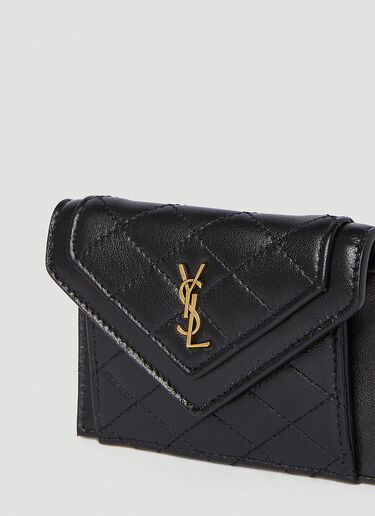 Saint Laurent 绗缝徽标铭牌钱包 黑色 sla0251064