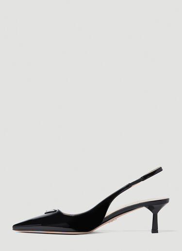Prada Patent Slingback Kitten Heels Black pra0253008