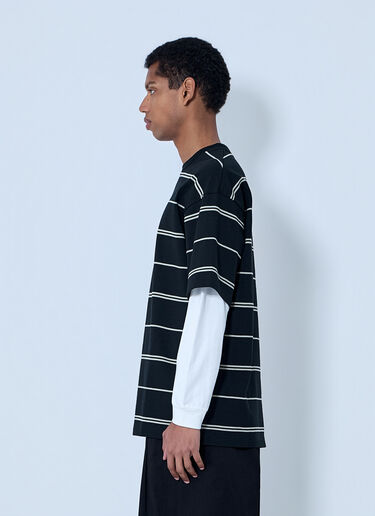 Comme des Garçons Homme Striped Cotton Jersey T-Shirt Black cdh0164003