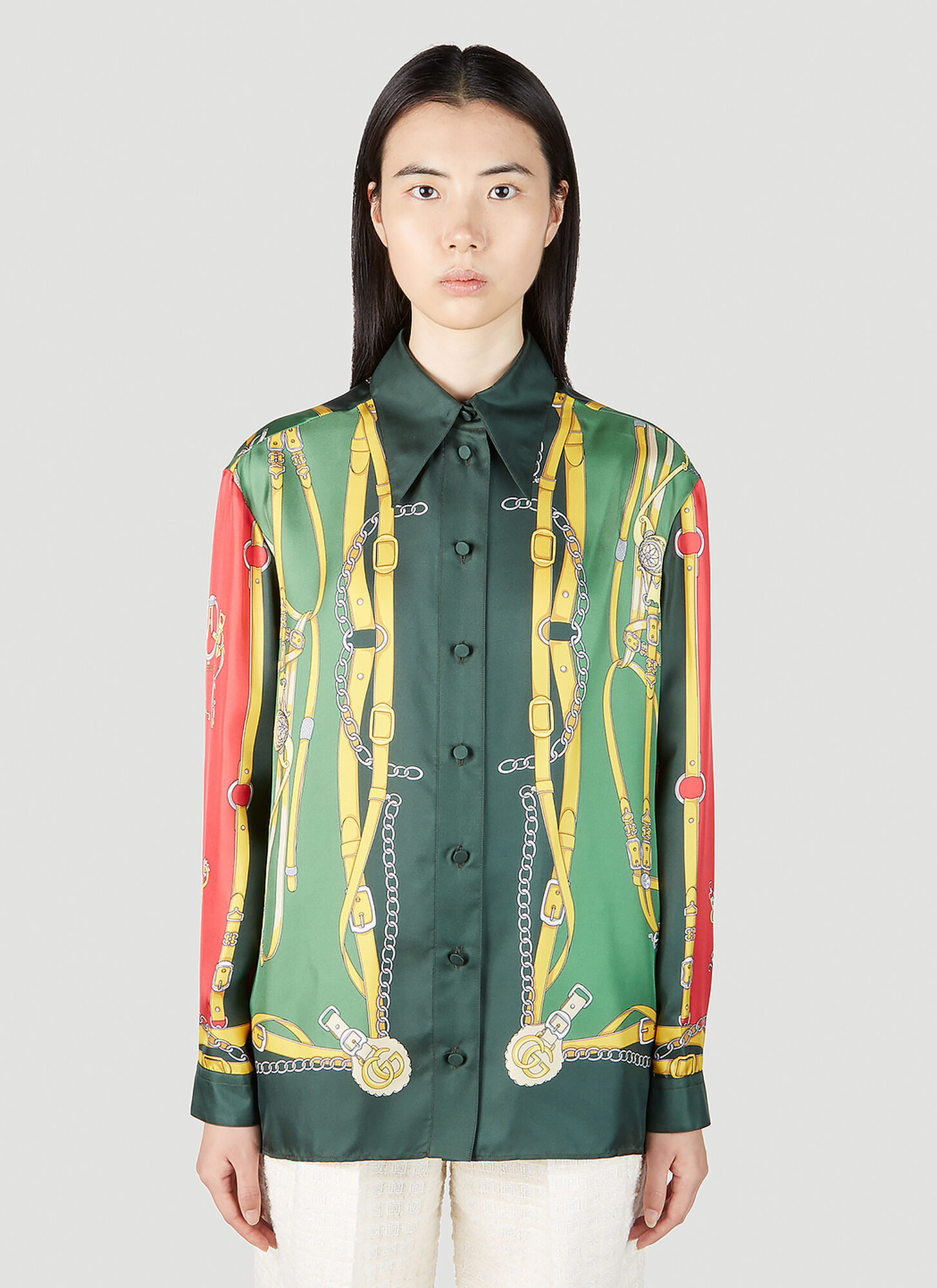 Shop Gucci Harness And Double G Shirt In Green