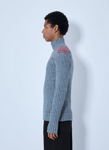 LN-CC® - Dries Van Noten: Ribbed Turtleneck Sweater - Grey Dries Van Noten Ribbed Turtleneck Sweater Grey dvn0165024