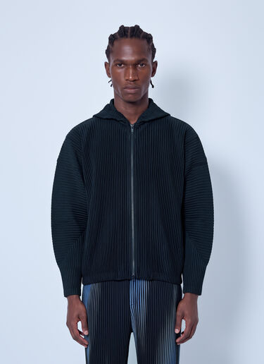 LN-CC® - Homme Plissé Issey Miyake: July Full Zip Hoodie - Black Homme Plissé Issey Miyake July Full Zip Hoodie Black hmp0166008