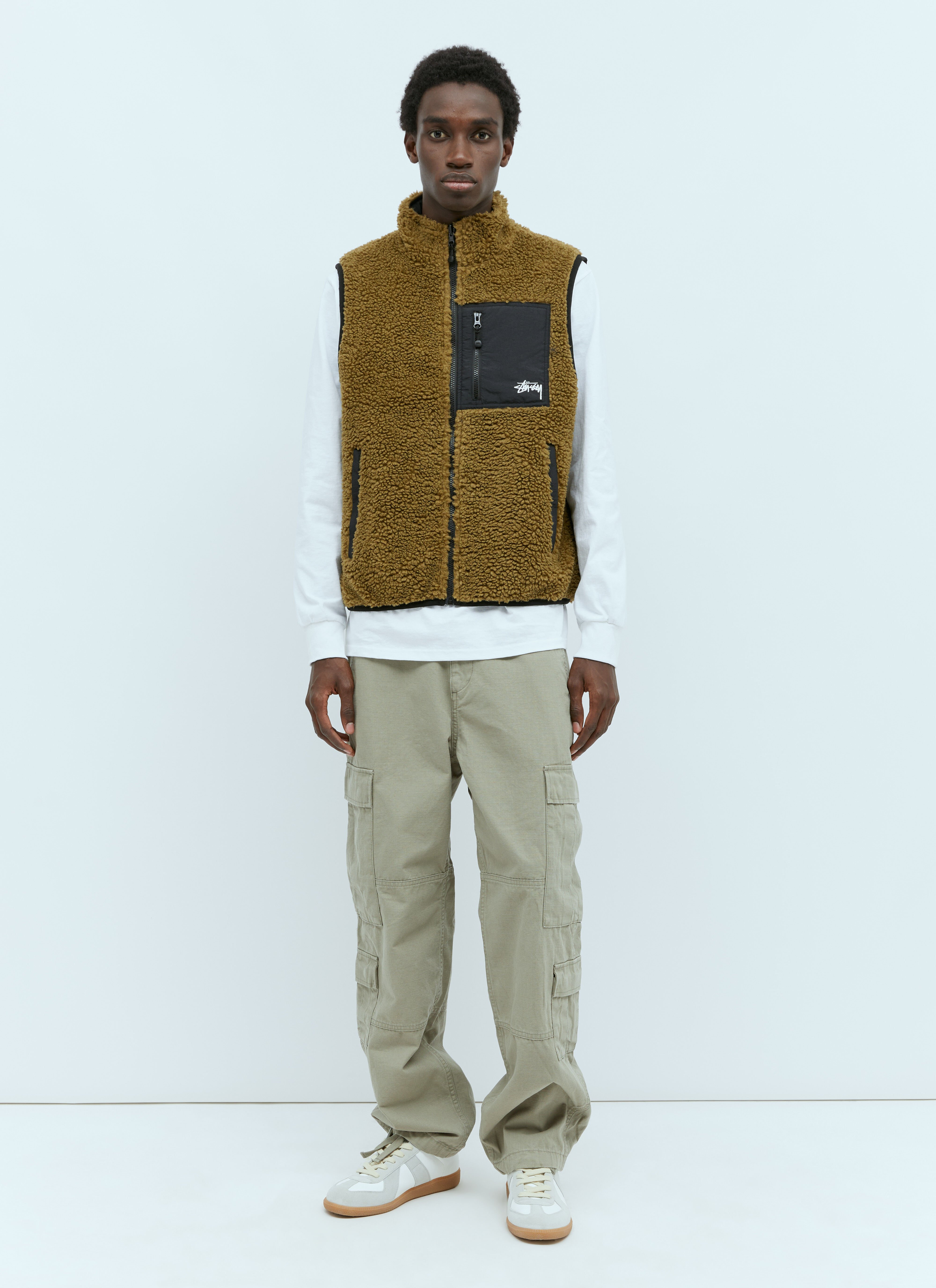 割引 Stüssy Men's' Sherpa Reversible Vest in Green | LN-CC® トップス