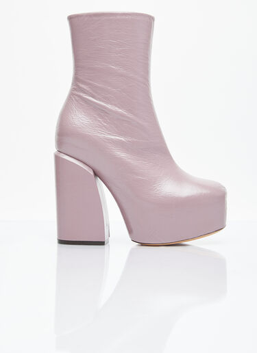 Dries Van Noten Platform Heel Leather Boots Lilac dvn0254035