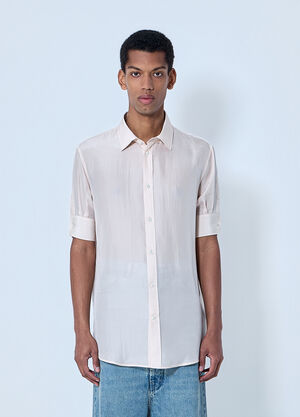 Maison Margiela Short Sleeve Button-Down Shirt Beige mla0164102