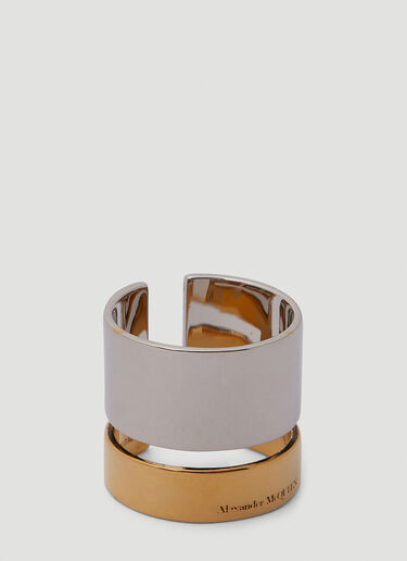 Alexander McQueen Cut Out Double Ring Silver amq0150047