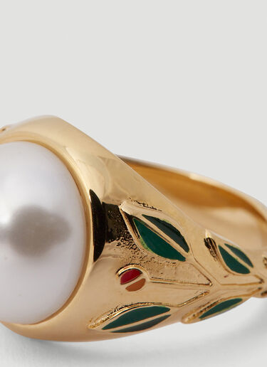 Casablanca Faux Pearl Signet Ring Gold cbl0150018