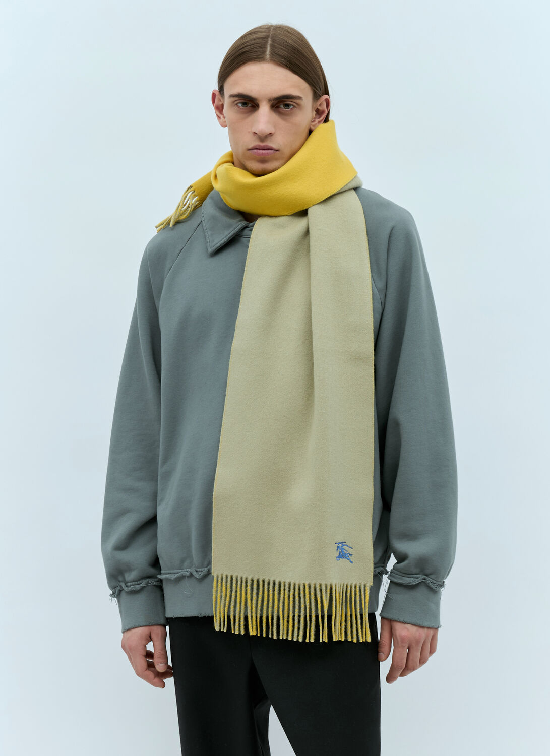 Shop Burberry Reversible Cashmere Scarf In Khaki
