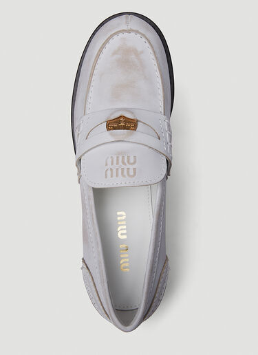 Miu Miu 페인티드 페니 로퍼 화이트 miu0251012