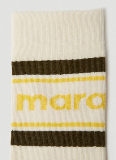 Isabel Marant Bonah Logo Jacquard Socks Cream isb0149022