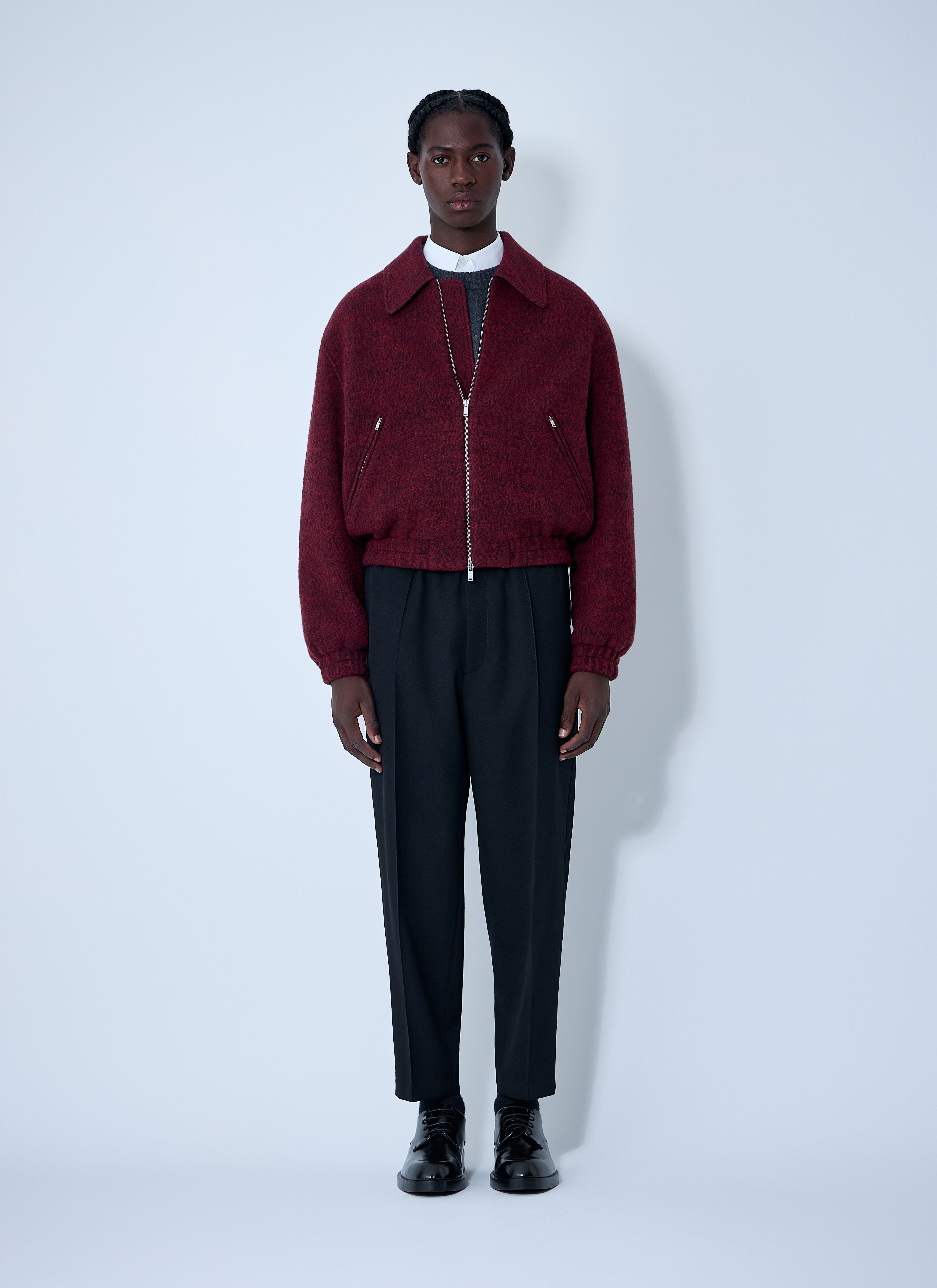 Jil Sander Men's' Wool-Blend Bomber Jacket in Red | LN-CC®