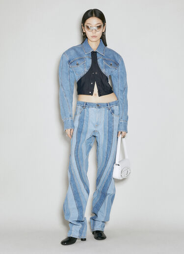 Mugler Cropped Denim Jacket Blue mug0254017