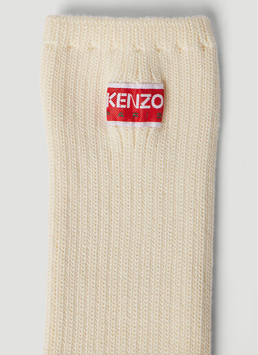 Kenzo 로고 패치 양말 크림 knz0250055