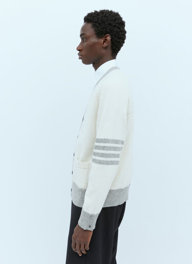 Thom Browne Four-Bar Jersey Stitch Cardigan Cream thb0153007