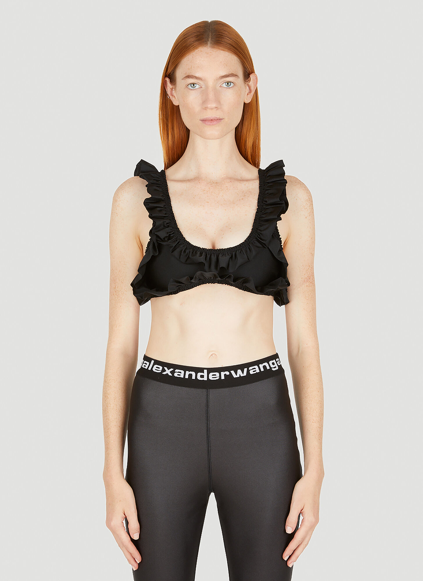 Alexander Wang Allover Ruffle Bikini Top In Black