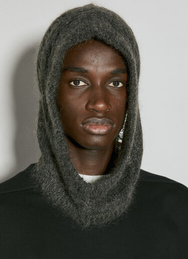 Rick Owens Laddered Knit Balaclava Grey ric0155035