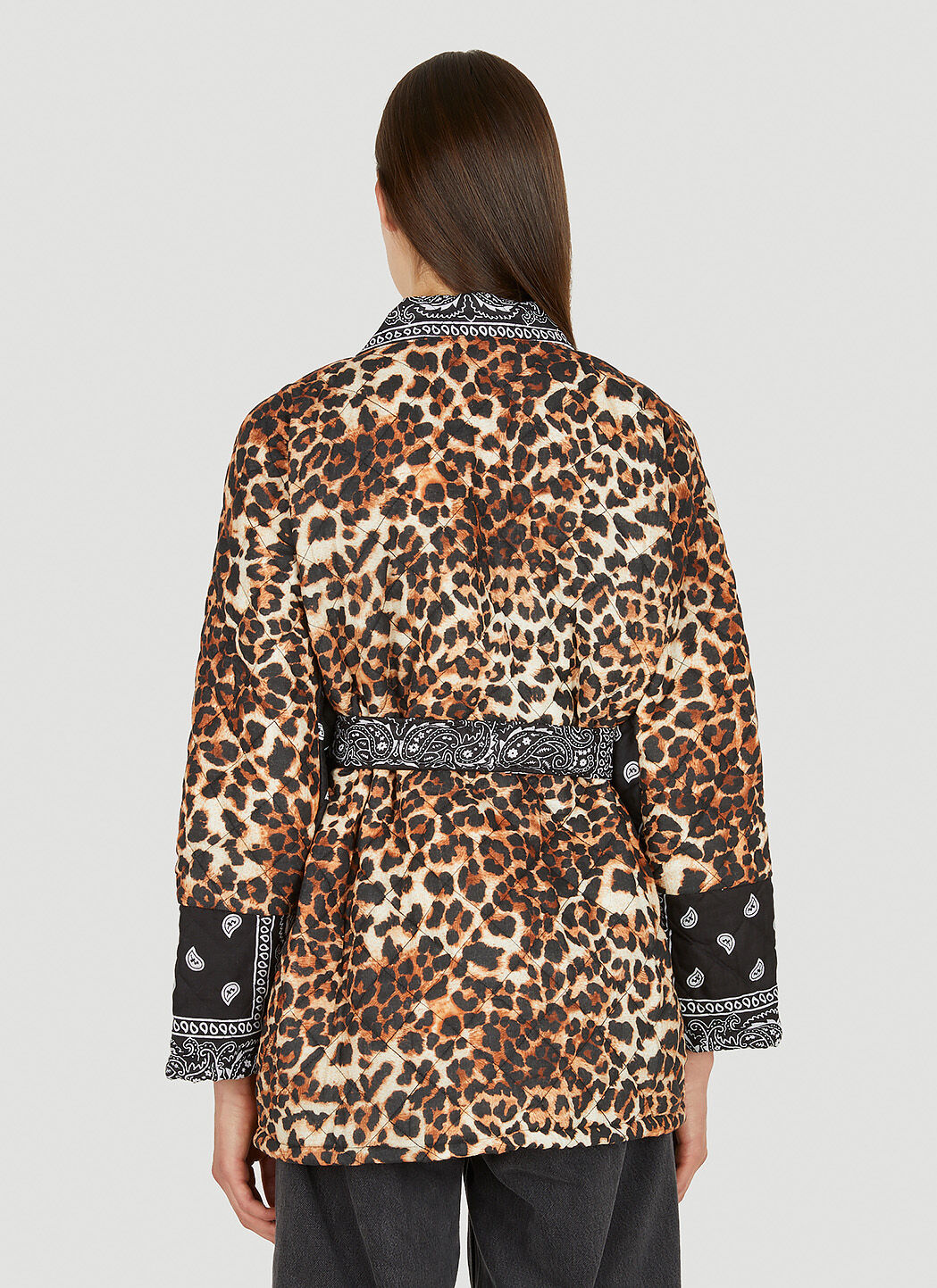 Animal print kimono jacket top
