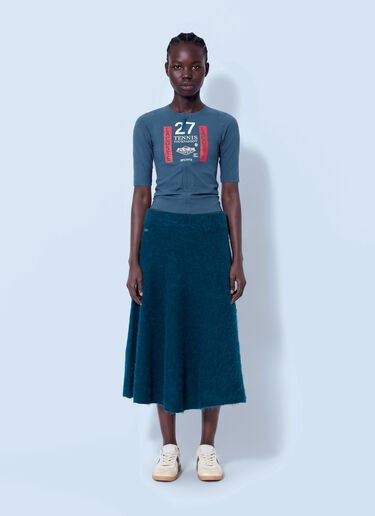 LN-CC® - Lacoste: Runway Alpaca Midi Skirt - Blue Lacoste Runway Alpaca Midi Skirt Blue lac0266009