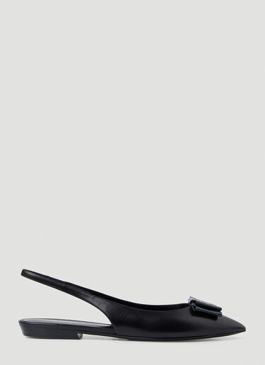 Saint Laurent Anais Bow Flat Sandals Black sla0249114