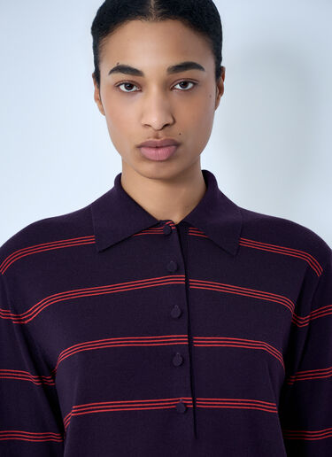 Dries Van Noten Striped Knit Polo Sweater Purple dvn0263013
