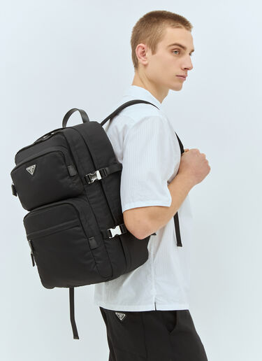 Prada Re-Nylon And Saffiano Leather Backpack Black pra0159013