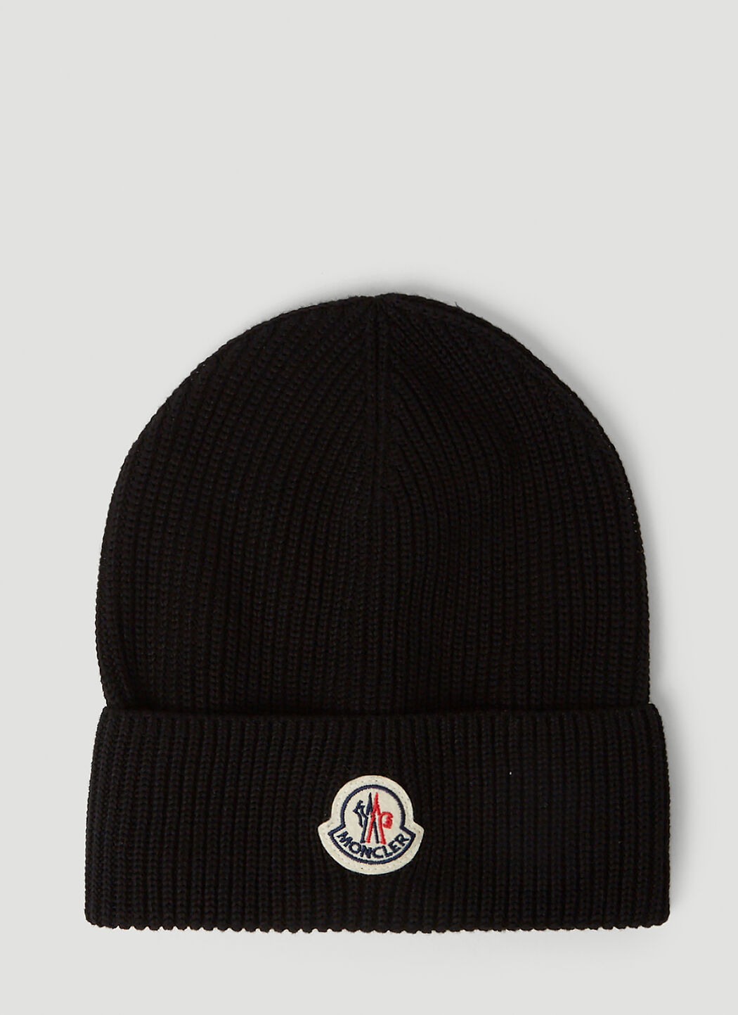 Moncler logo patch shop beanie