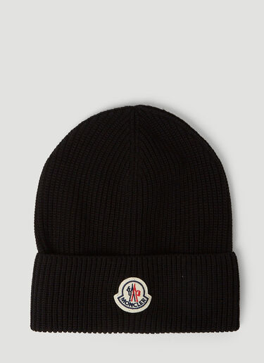 Moncler 로고 패치 비니 햇 블랙 mon0151040