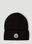 Moncler Logo Patch Beanie Hat Black mon0153008