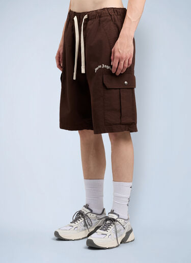 Palm Angels Curved Logo Loose Cargo Shorts Brown pma0164140