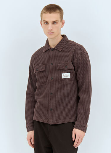 Brain Dead Waffle Button-Down Shirt Brown bra0158001