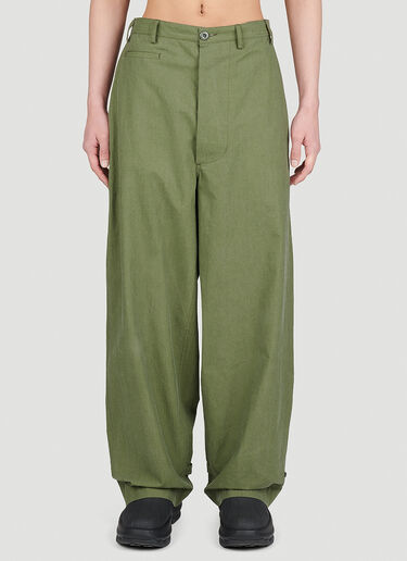 Kenzo Straight Cut Oversize Pants Green knz0154004