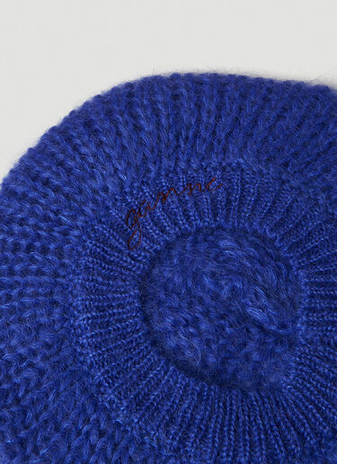 GANNI Brushed Knit Beret Blue gan0251074