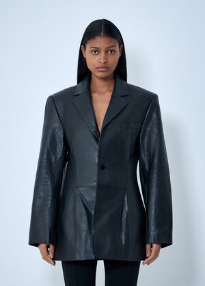 Alexander Wang Leather Single-Breasted Blazer Black awg0263011