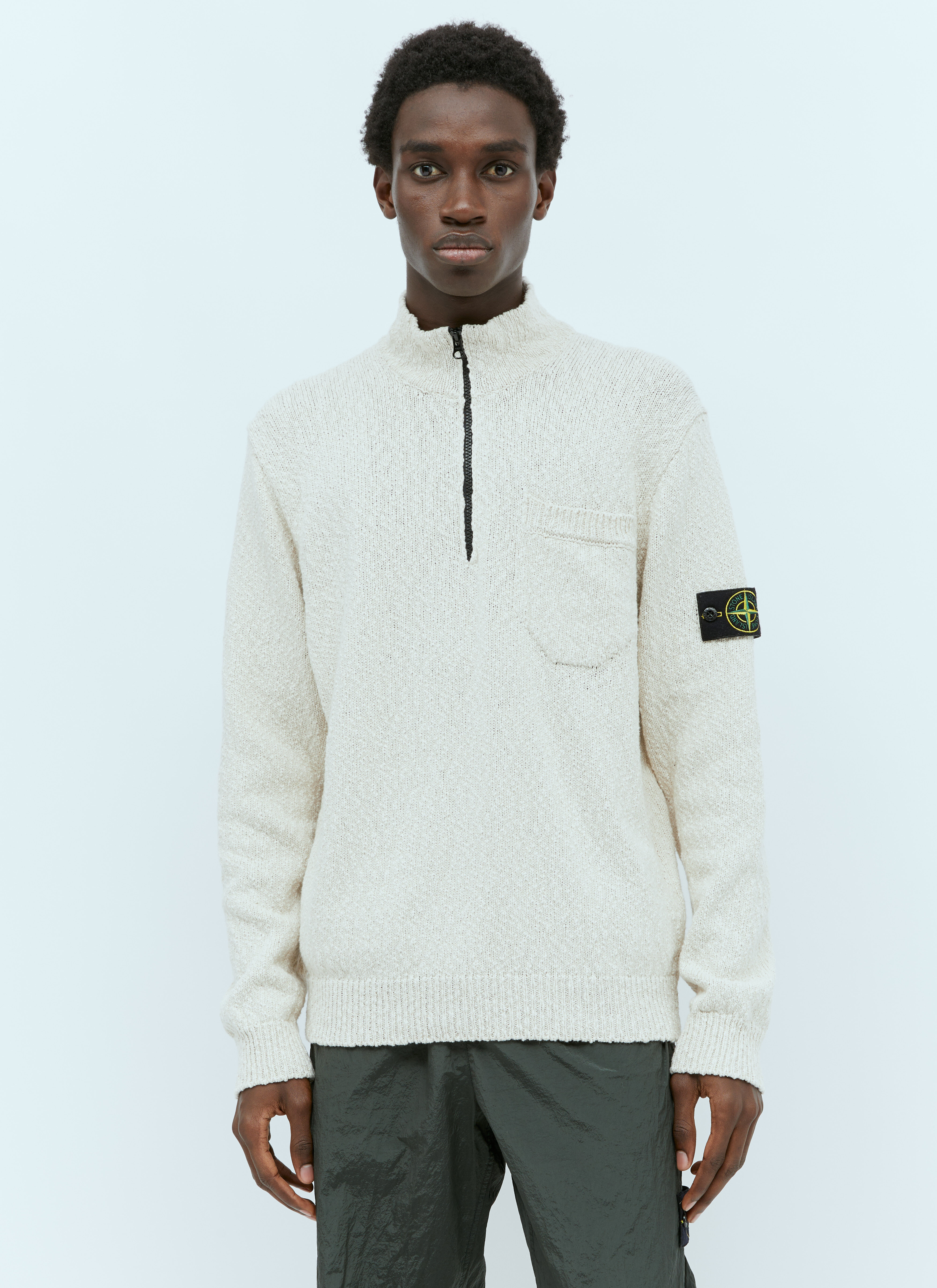Gucci Half-Zip Textured Knit Sweater Green guc0155064