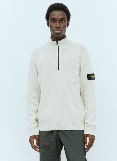 Stone Island Half-Zip Textured Knit Sweater Beige sto0156082