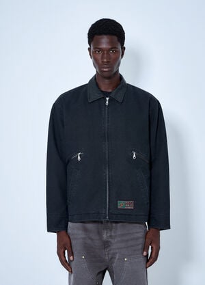 Bott Leather Collar Work Jacket Navy bot0165001