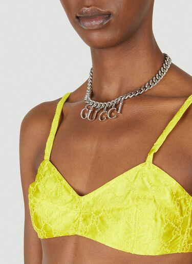 Gucci Women's GG Embroidered Bralette Top in Yellow