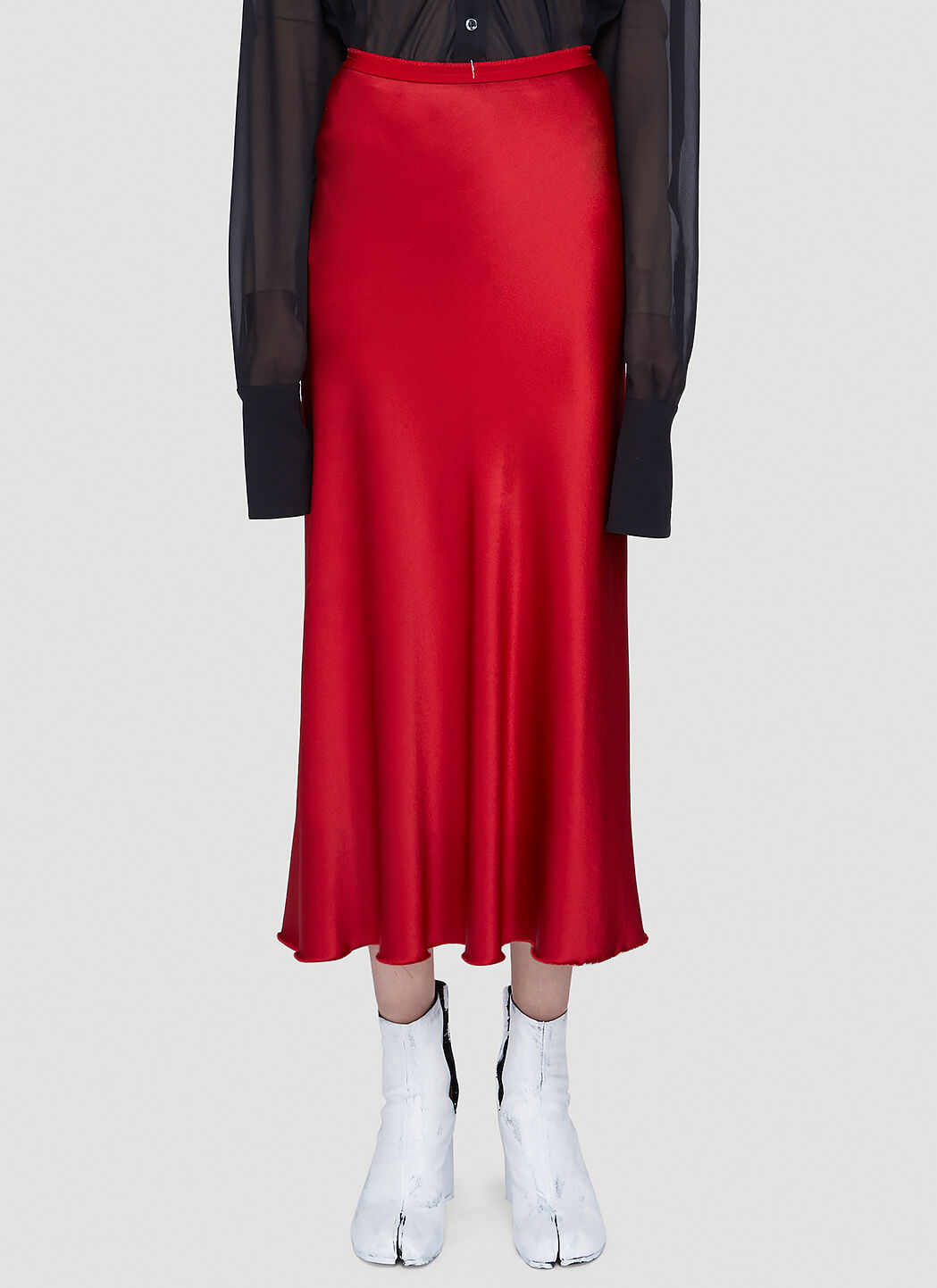 H&m red satin on sale skirt