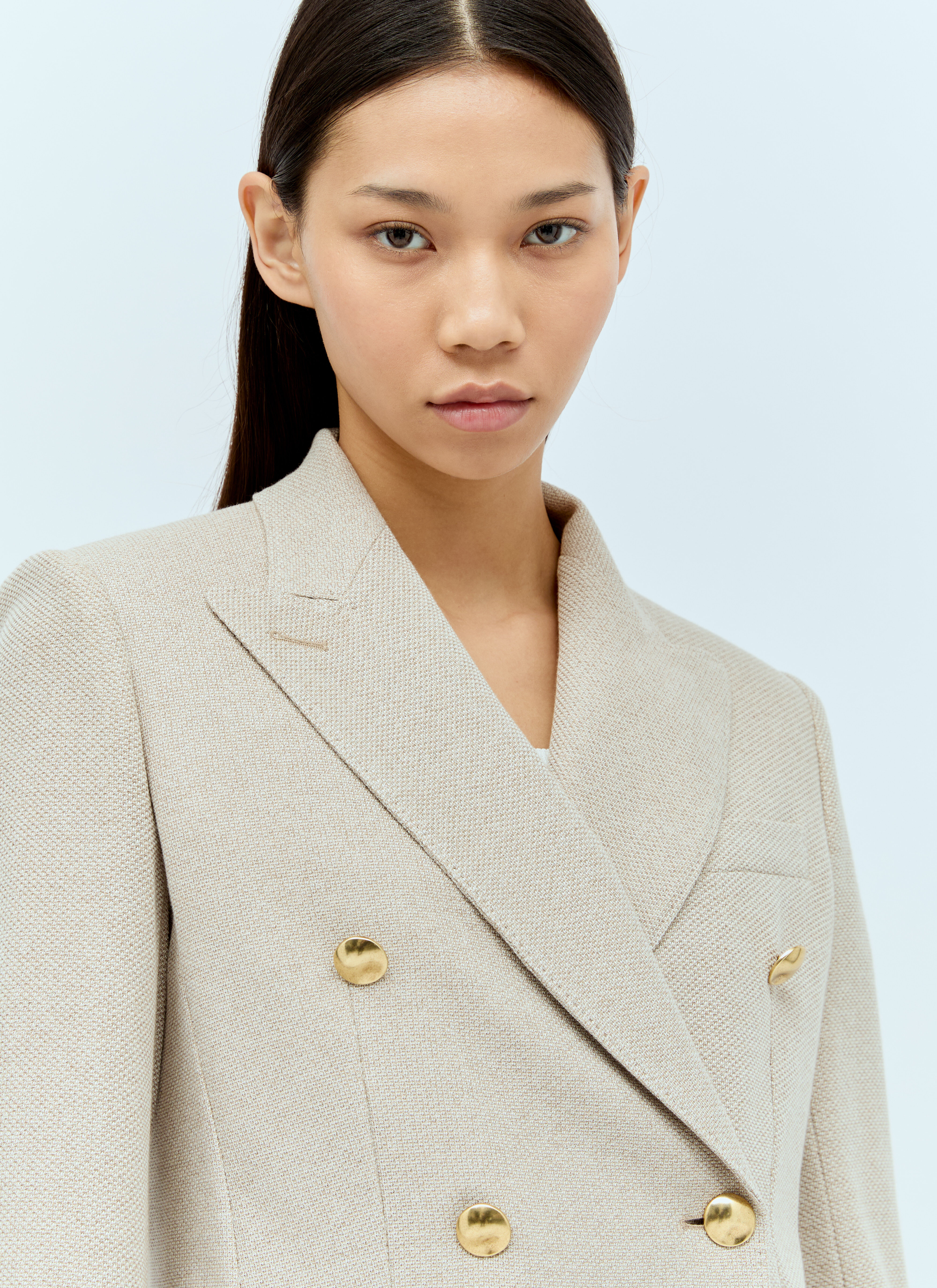 Double breasted blazer beige hot sale