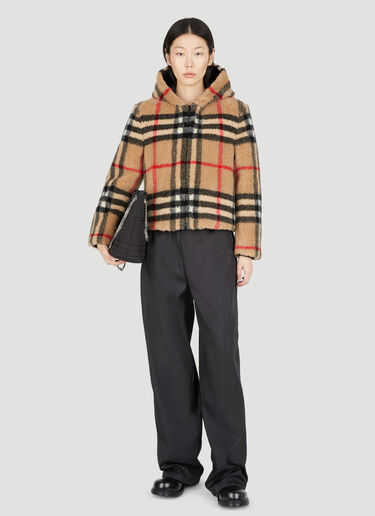 Burberry 格纹抓绒连帽夹克 米色 bur0253034