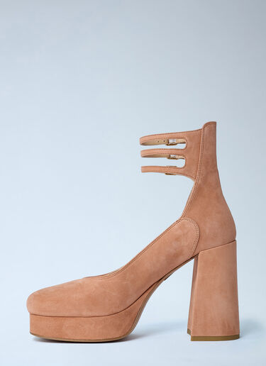 Chloé Loti Suede Platform Pumps Pink chl0262025