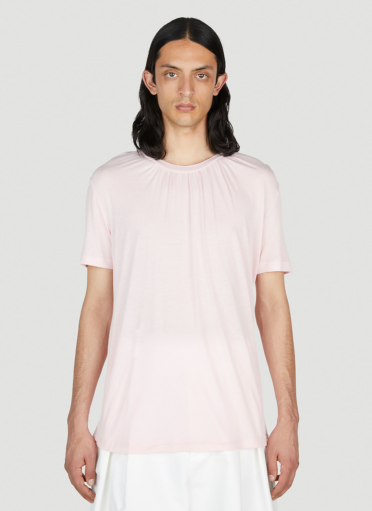 Aaron Esh Gathered Neck T-shirt Male Pink