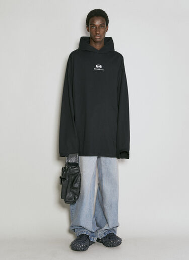 Logo Embroidery Deconstructed T-Shirt Balenciaga Logo Embroidery Deconstructed T-Shirt Black bal0154022