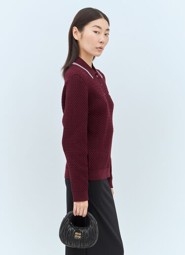 Miu Miu Cable Knit Polo Shirt Red miu0257003