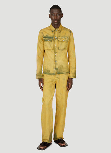 Dries Van Noten Distressed Denim Shirt Yellow dvn0156005